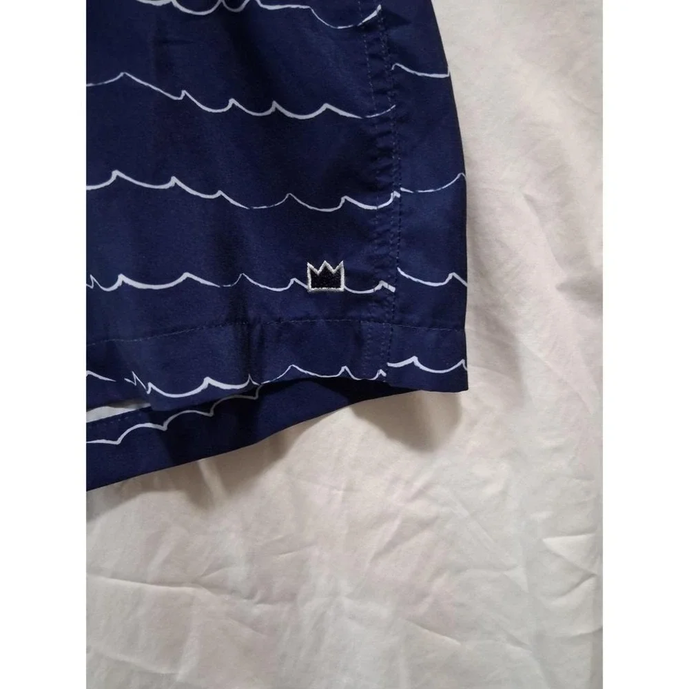 Crown & Ivy Men's Size XL Blue Streaks‎ Swim Bottoms Shorts Trunks. Logo On Leg.